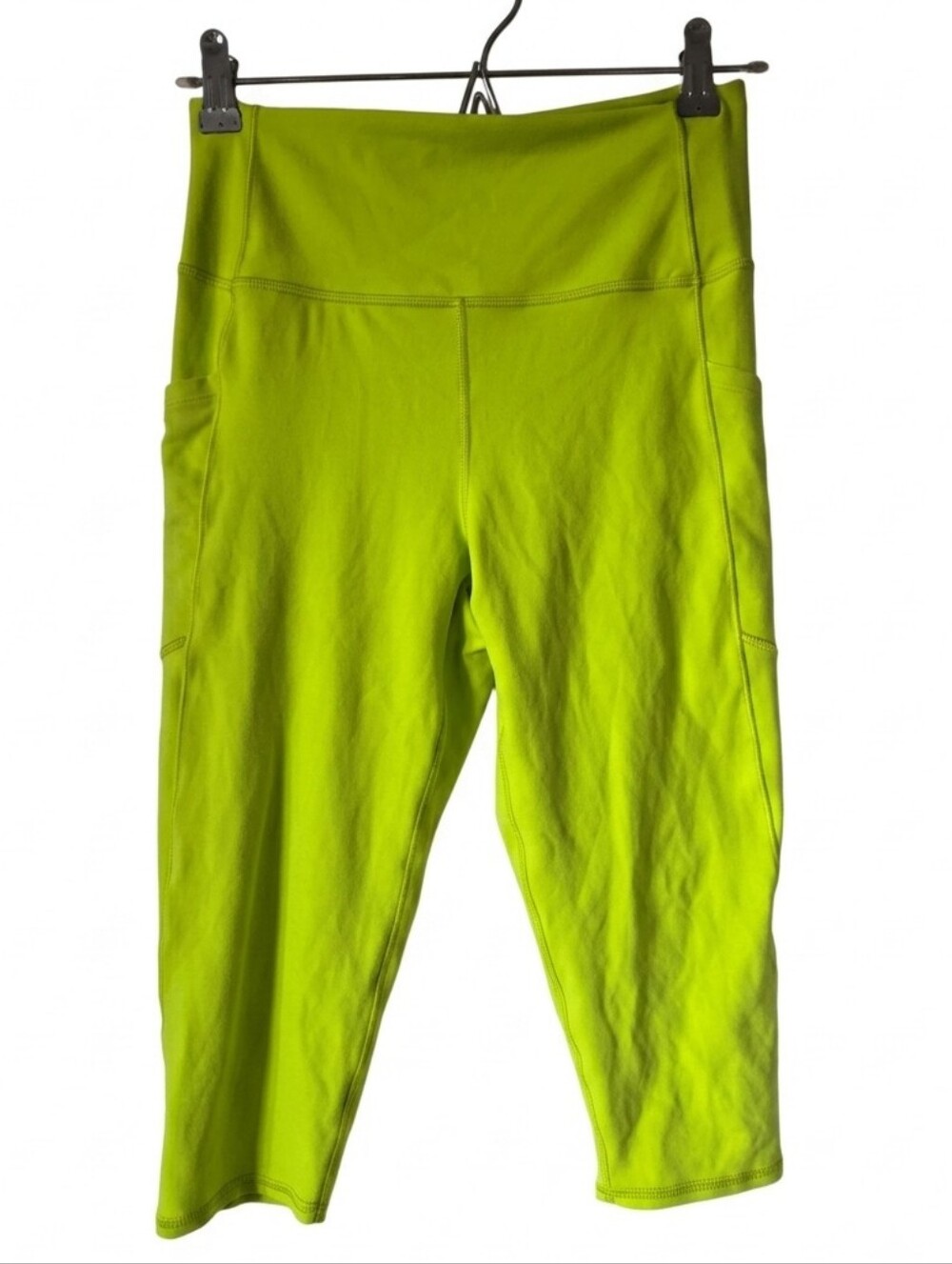GapFit PowerMove High Rise Cropped Leggings with Pockets - Neon Lime, Size M